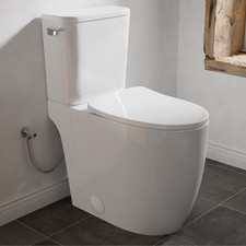 21" Extra Tall Skirted Toilet, 1.28GPF, Elongated, Soft-Close Seat, 12" Rough-in