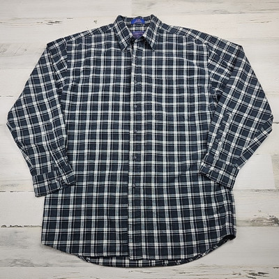 Pendleton Button Up Shirt Mens Medium Blue Plaid Long Sleeve Cotton Collar