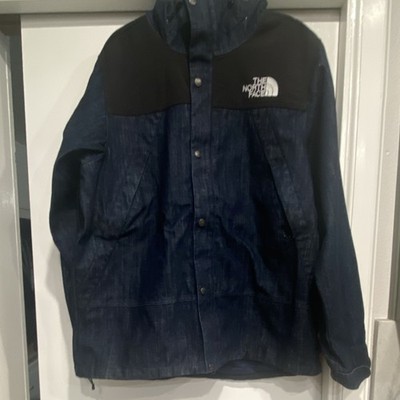 Supreme x The North Face Denim Blue Windstopper Jacket Men XL Logo Patch Button