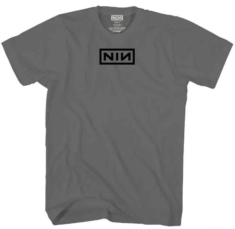 New Authentic Nine Inch Nails Black NIN Logo Trent Reznor Gray Band T-Shirt