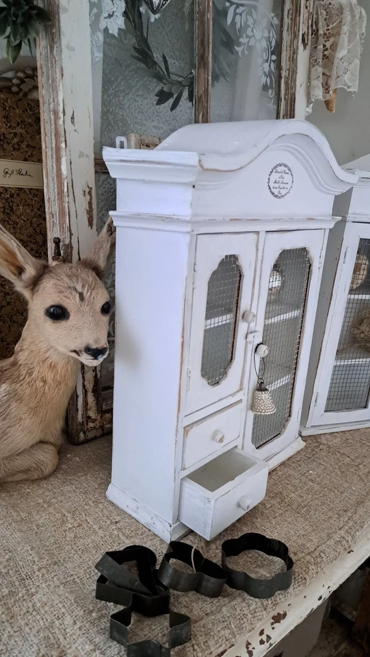 Wandschränkchen weiß Holz shabby chic - Bild 3 von 4