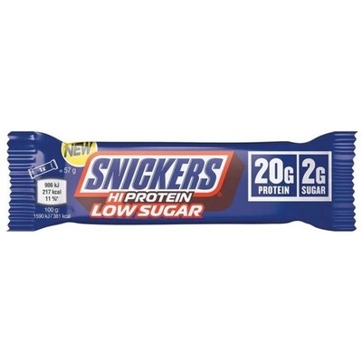 Snickers Hi-Protein Low Sugar, Schokolade, Karamell, Erdnussbutter, 57 g
