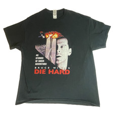 Die Hard 2017 Movie Poster Inspired Unisex Black T-Shirt XL Bruce Willis Towers