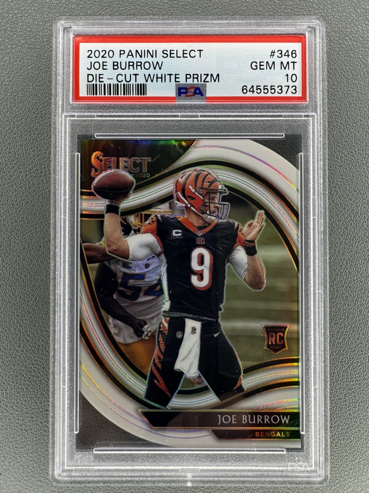 2020 Select Joe Burrow White Prizm Field Level RC Die-Cut #346 PSA 10 Gem Mint view 1