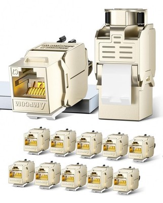 12 PCS CAT7 Keystone Jack Shielded ZincAlloy RJ45 10Gbps ToolFree Hub