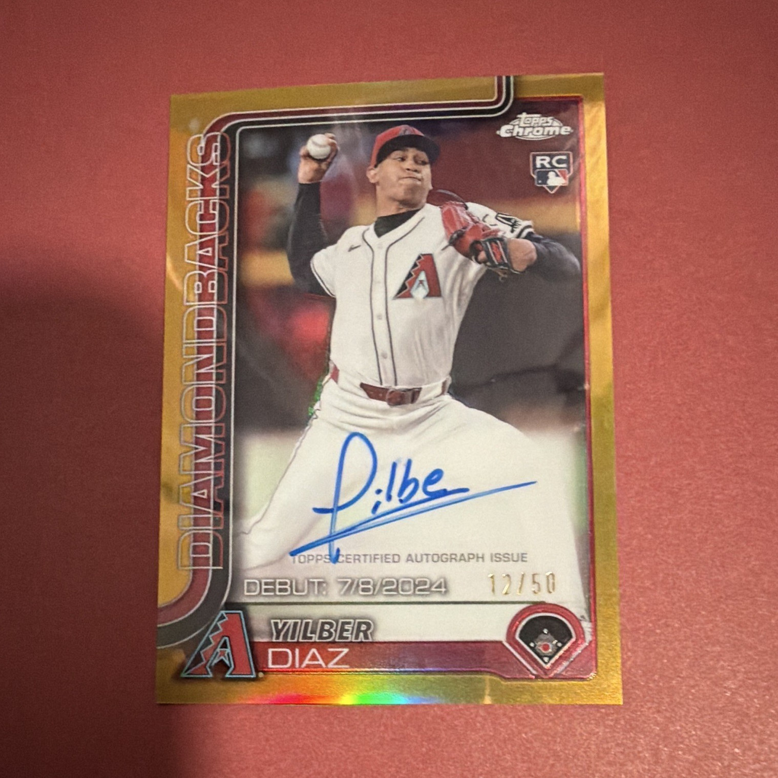 Topps 2025 Topps Chrome Update Yilber Diaz D-backs RC Auto Gold /50 #CRDA-YD