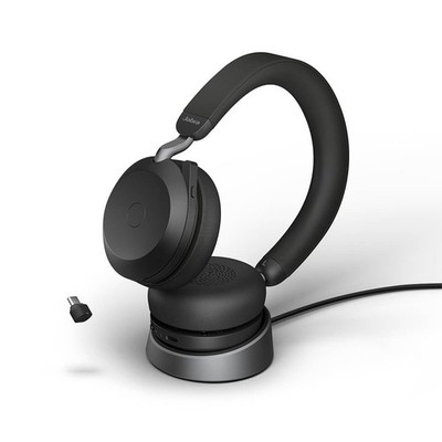 Jabra Evolve2 75 UC Stereo USB-C Headset mit Ladestation Link380c Schwarz 27599-
