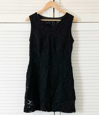 St Michael Dress Size 12 Black Lace Sleeveless Short V-Neck Vintage 90s M&S