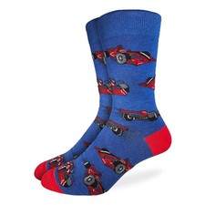 Formula 1 Race Cars Men's Crew Socks Big  Tall 13-17 Blue Good Luck Fashion New