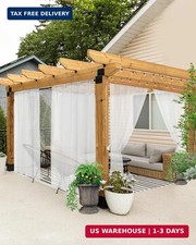 HolidayIdeas All Weather White Outdoor Sheer Curtains for Patio Waterproof 6 Pcs