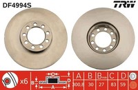 2X Bremsscheibe Vorne TRW DF4994S Passend FÜR Iveco Bremsscheiben Scheibenbremse