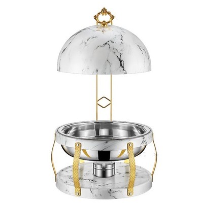 8L Buffet Chafing Dish Speisenwärmer Gold Edelstahl Gastronomie Set Marmor Desi