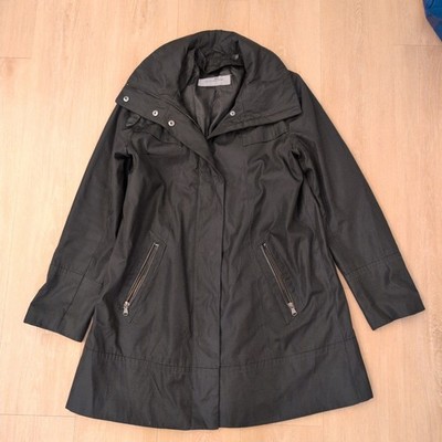 Marc New York Andrew Marc Black Funnel Neck Trench Coat Womens Zip Front Jacket