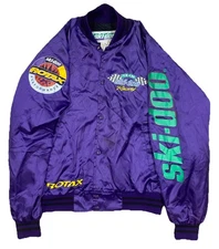 Vintage Ski-Doo Racing Satin Jacket, Mens Med, 2 Stroke Rotax, USA 90’s Purple
