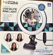 Nizoni 3-Mode USB Selfie Ring Light LED 8 Inch Diameter New in Box