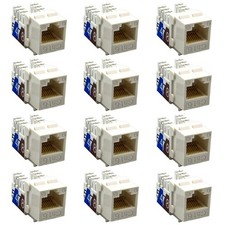 12 Pcs Cat6 RJ45 Network LAN Ethernet Keystone Jack 110 Punch Down Snap In White