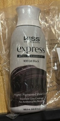 Kiss Express Semi-Permanent Hair Color 100mL (3.5 US fl.oz) (1 Count, Jet Black)