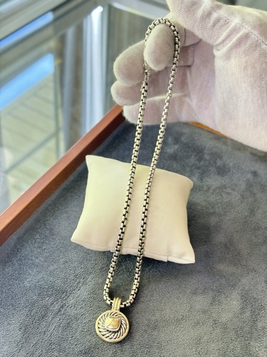 David Yurman 925 & 14k Gold Renaissance Pendant Necklace 16" - Picture 9 of 9
