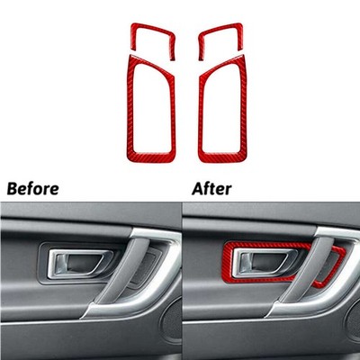 4x Red Carbon Fiber Rear Door Handle Trim For Land Rover Discovery Sport 2015-19