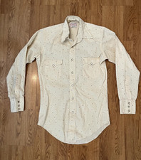 VTG Wrangler Mens S Pattern Cotton Long Sleeve Snap Front Western Shirt USA Made
