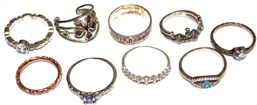 Fantastic mixed vintage to now mostly sterling silver 925 mark rings Lot#459