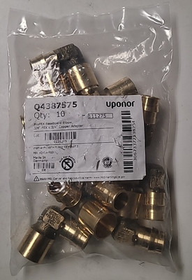 (QTY 10) Uponor ProPEX Baseboard Elbow, 3/4'' PEX x 3/4'' Copper Adapter Q4387575