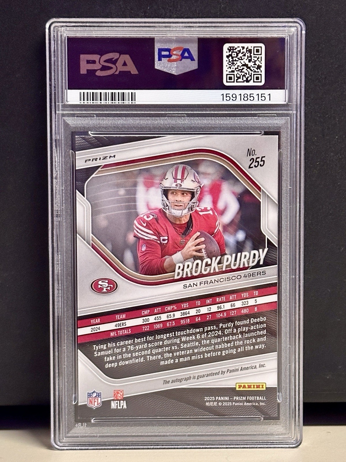 2025 Panini Prizm- Brock Purdy Silver Auto PSA 9 San Francisco 49ers￼ view 2