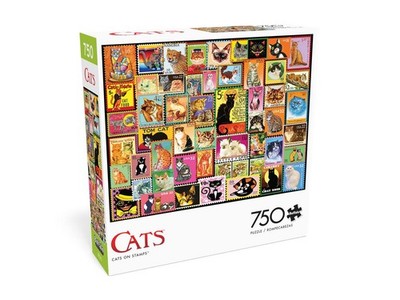 Buffalo Games jigsaw puzzle;  Cats on Stamps;  750 pcs