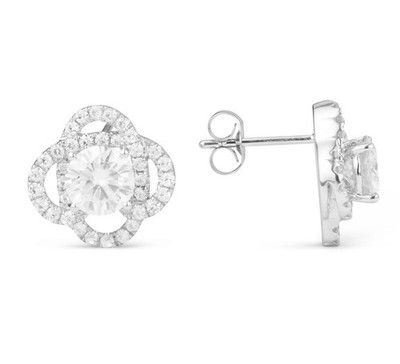 Charles & Colvard Ohrstecker Weißgold 6,5 mm rund Moissanit Diamant 2,7 kt