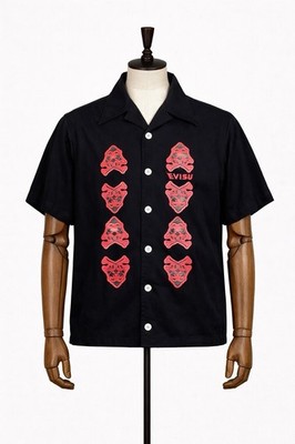 Evisu Japan Rayon Black Vintage Button Shortsleeve Shirt L-XL