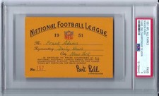 1951 National Football League Season Ticket Pass L.A. Rams 2ND Championship PSA