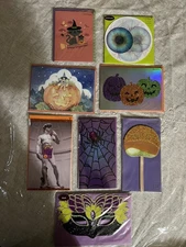 Papyrus Lot of 8 Halloween Greeting Cards Spider Witch Pumpkin Mask Embellished