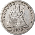 1853-P Seated Liberty Quarter - Arrows + Rays