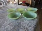 Fire King Jane Ray jadite ribbed 4 7/8" dessert bowls set of 5