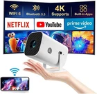 【Built-in APPS & Electric Focusing & 210° Rotation】Mini Projector With Wifi