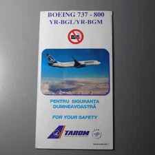 Tarom Airlines YR-BGL/YR-BGM Boeing 737-800 FORM 2047/1 Safety Card 