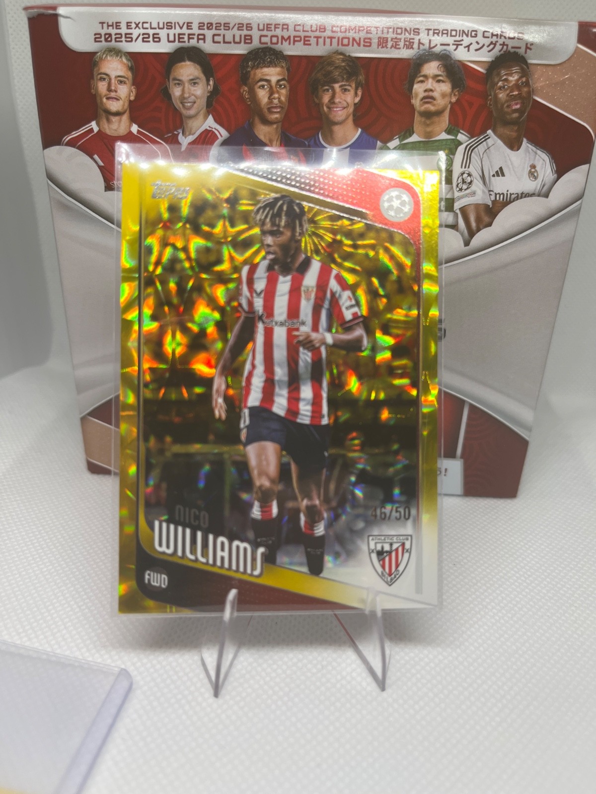 2025-26 Topps Edición UEFA Japón Nico Williams Lámina Girasol Oro /50 Bilbao
