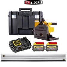 DeWalt DCS520T2 54V XR FLEXVOLT 2x6Ah Li-ion 165mm Plunge Saw + 1.5m Guide Rail