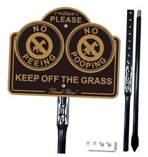 No Dog Peeing and Pooping Sign with 36-Inch Stakes, Keep Off Pack with Stake