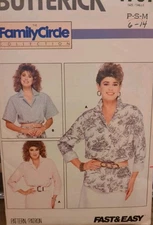 1998 BUTTERICK EASY  Sewing Pattern #4707 Misses' SHIRT size 6-8-10-12-14 UC/FF