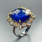 12 ct gem jewelry Blue Sapphire Ring 925 Sterling Silver Size 7.5 /R471285