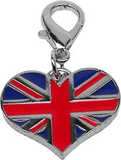 Lobster Claw Enamel British Heart Collar Charm / Zipper Pull