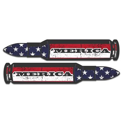 2 pack Merica Bullet America USA 2nd Amendment Sticker Decal