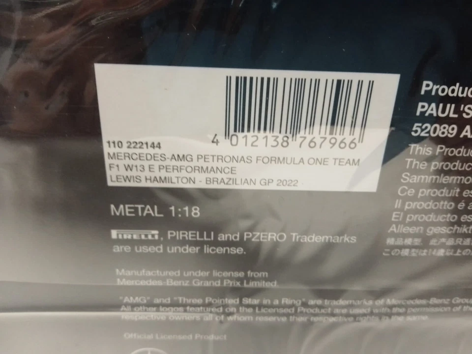 Minichamps Mercedes AMG W13 #44 Lewis Hamilton GP de Brasil 2022 1/18 Foto 3 de 3