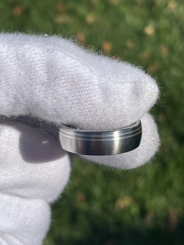 Anillo de plata de ley y titanio, alianza de boda para hombre, aniversario - Imagen 2 de 9