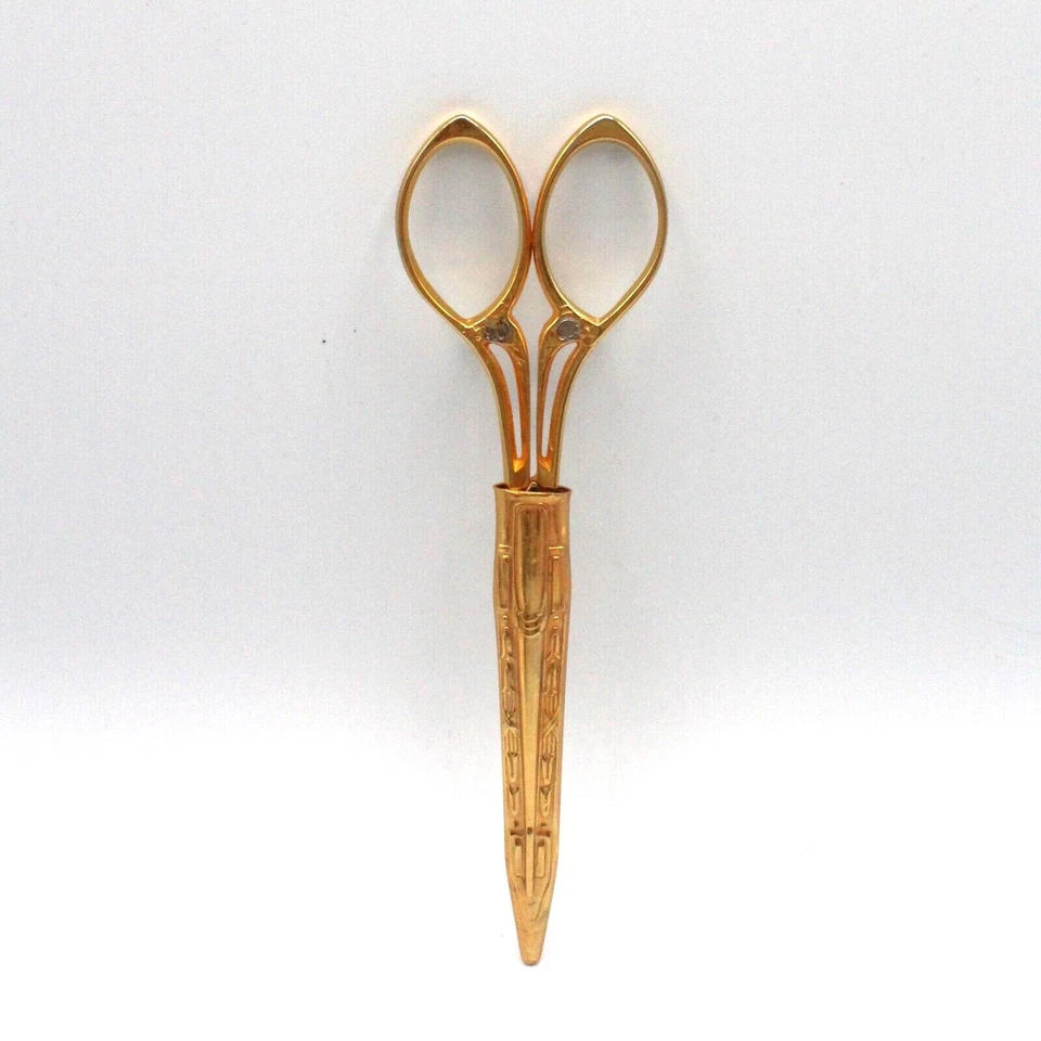 Wasa Solingen 6″ Embroidery Scissors Gold Plated w/ Case Germany - Image 3 of 4