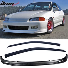 Fits 92-95 Honda Civic EG Mugen Style Front Bumper Lip + Rain Guard Window Visor