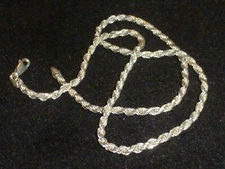 SOLID STERLING SILVER ROPE TWIST NECKLACE - 17 1/2" - ITALY
