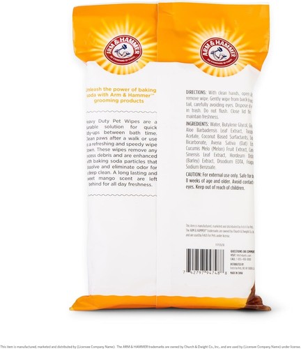 for Pets Heavy Duty Multipurpose Bath Wipes for Dogs, Travel Size, Mango Scent - 第 5/11 張圖片