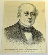 1878 magazine engraving ~ ALEXANDER GORTSCHAKOFF